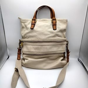 Fossil White Leather Shoulderbag/Totebag Purse